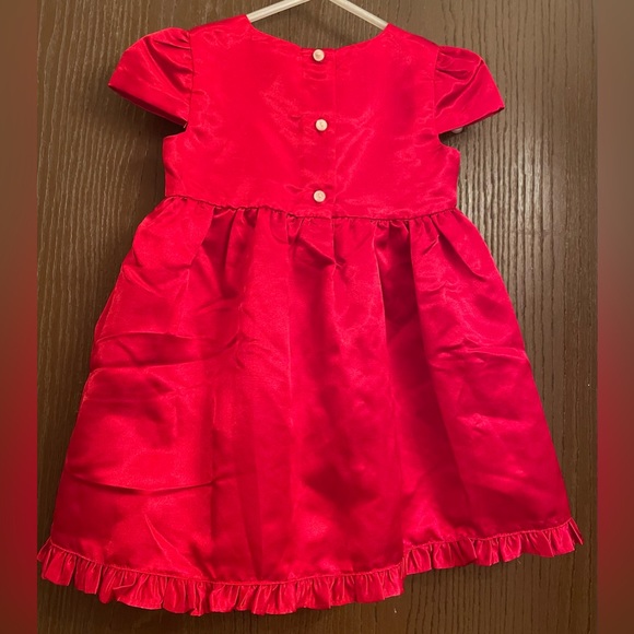 CHAPS Special Occasion RED Satin Look Ruffle Dress SZ-12 months - Picture 8 of 10